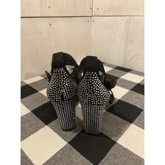 NEW Rebecca Minkoff Black Rhinestone Heels Sparkly Kid Suede Wedding Guest 7 - Picture 4 of 9